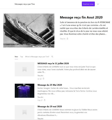 Lien vers le site 'Messages de Tine'